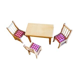 Sylvanian Families Dollhouse Miniature Dining Table & 3 Chairs Set